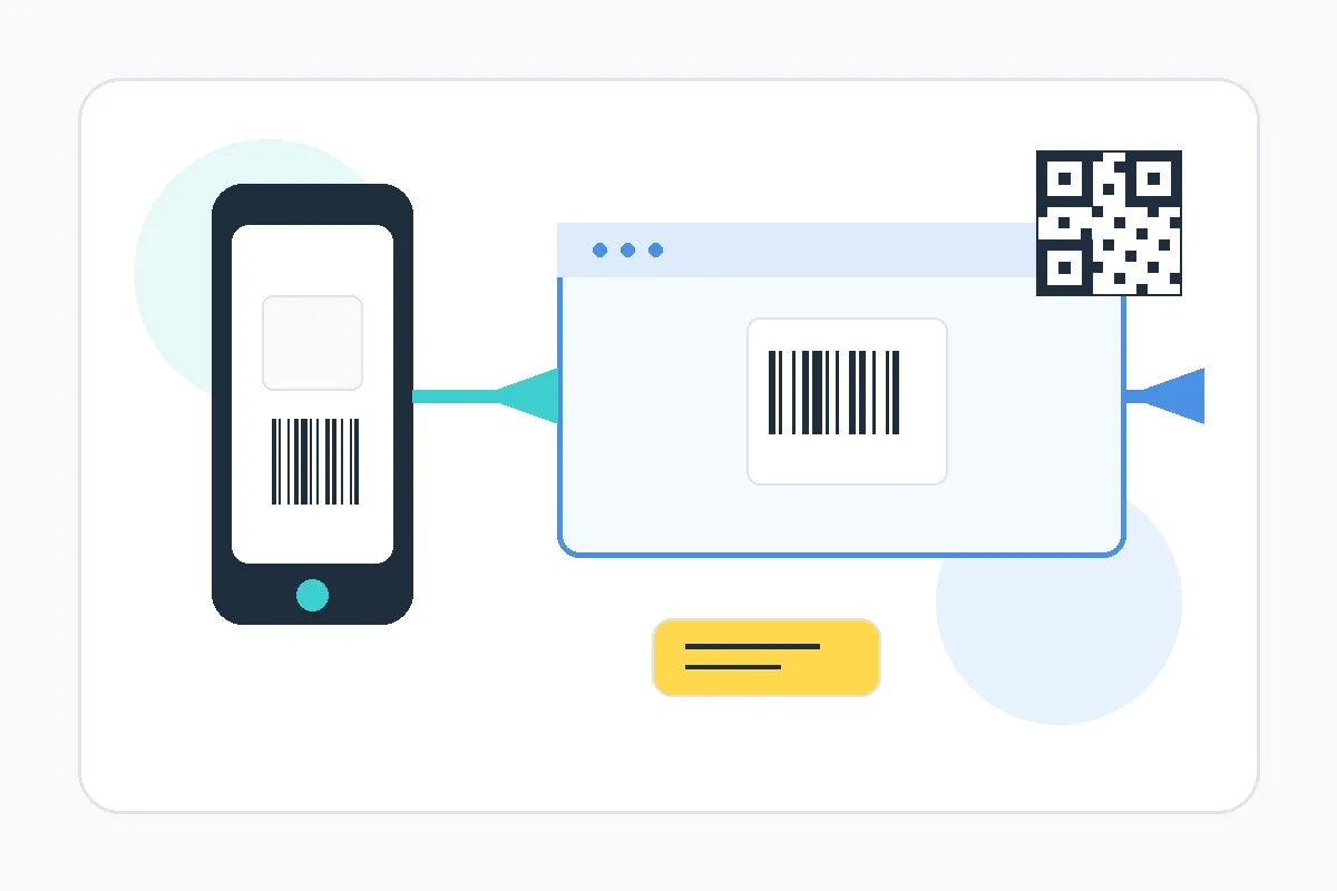 スマートフォンとブラウザーでバーコードを作成する方法を比べるイメージ